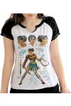 Camiseta Raglan Bandup! Dc Comics Wonder Woman Fierce Branco E Preto - Bandup - Geek